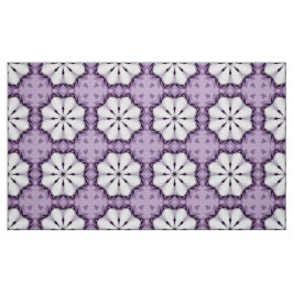 Tela Purple and white geometric floral pattern 
