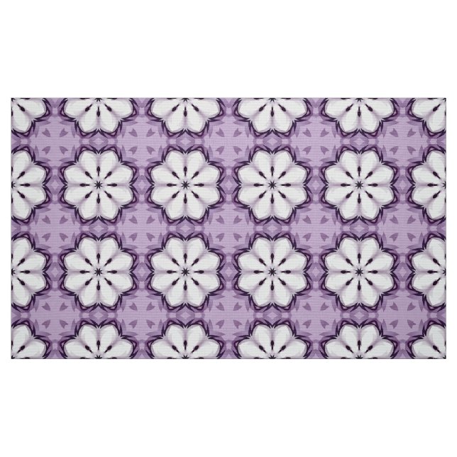 Tela Purple and white geometric floral pattern  ("Cuarto gordo" (fat quarter))