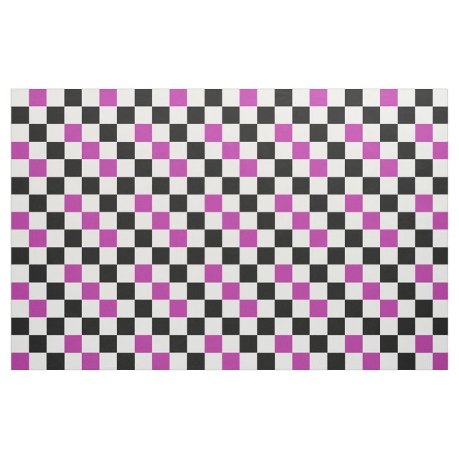 Tela Purple Black White Checkered Pattern Design  ("Cuarto gordo" (fat quarter))