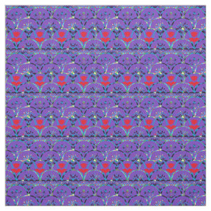Tela Purple Boho Sunrise   Flores rojas