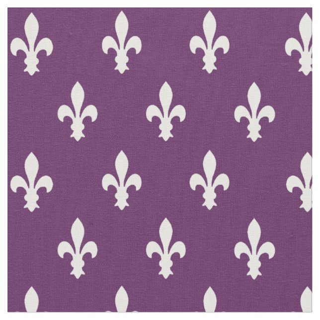 Tela Purple Victorian Fleur de Lys Fabric (De cerca)