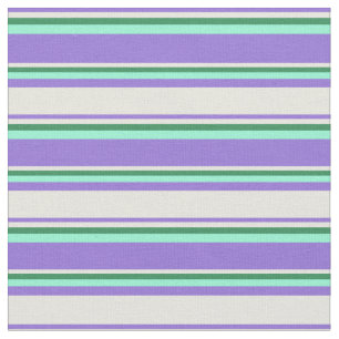 Tela Púrpura, beige, verde mar y acuamarina