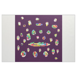 Tela Púrpura espiritual oscuro con trozos de patrón de 