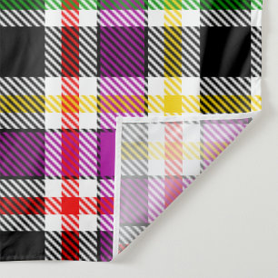 Tela Púrpura Negro Multicolor Franela Cuadros Tartán
