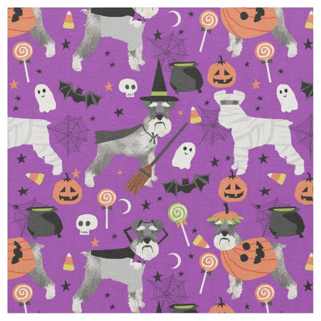Tela púrpura schnauzer Halloween (De cerca)
