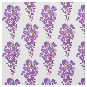 Tela Púrpura Wisteria Patrón de acuarela floral