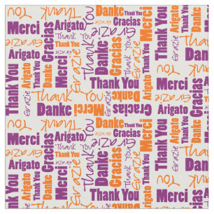 Tela Púrpura y Naranja Gracias Word Cloud