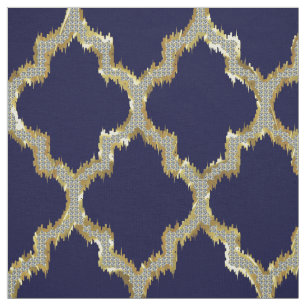 Tela Purpurina Faux Gold Quatrefoil Ikat con espalda az