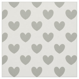 Tela Pussywillwillow Gray polka corazones sobre blanco