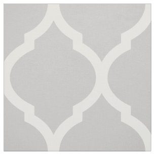 Tela Quatrefoil marroquí gris a gran escala
