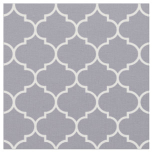 Tela Quatrefoil marroquí gris y blanco