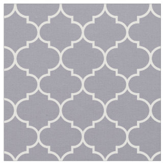 Tela Quatrefoil marroquí gris y blanco
