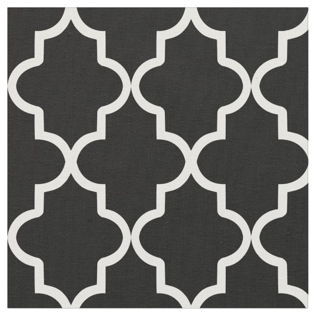 Tela Quatrefoil marroquí negro (De cerca)