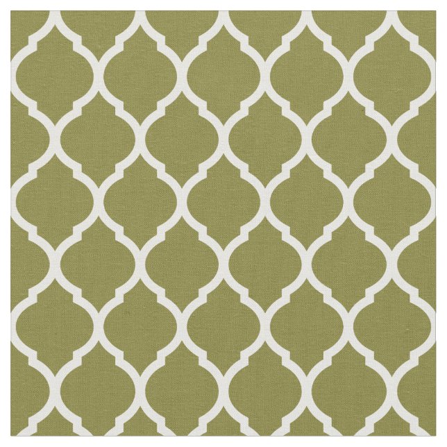 Tela Quatrefoil marroquí verde oliva (De cerca)
