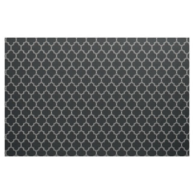 Tela Quatrefoil White sobre negro (Yarda)