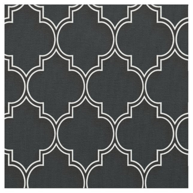 Tela Quatrefoil White sobre negro (De cerca)
