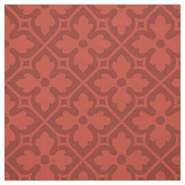 Tela Quatrefoils de renacimiento gótico, rojo ladrillo (Retal)