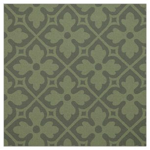 Tela Quatrefoils de renacimiento gótico, verde loden