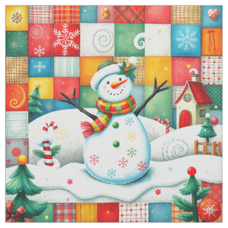 Tela Quilt Look Patchwork Christmas Snowman