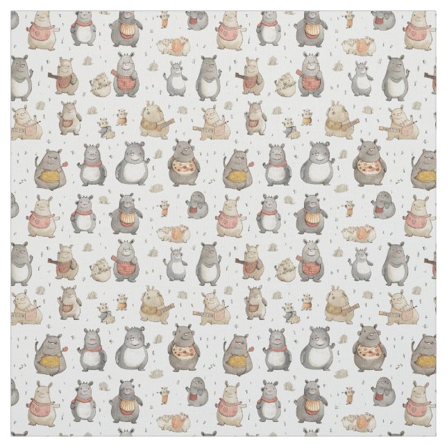 Tela Quirky Quarters: Whimsy Hippo (Retal)