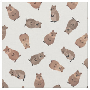 Tela Quokkas Ilustrados sobre Blanco