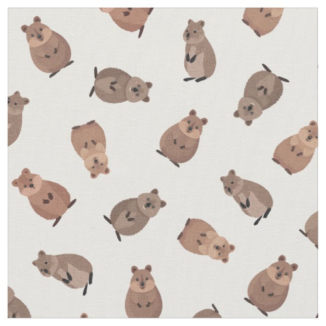 Tela Quokkas Ilustrados sobre Blanco (De cerca)