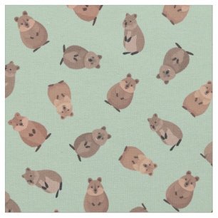 Tela Quokkas Ilustrados sobre Verde Claro