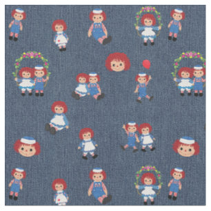 Tela Raggedy Ann y Andy en Blue Denim