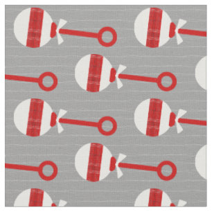 Tela Raider Red and Black Plantas Baby Rattle en gris