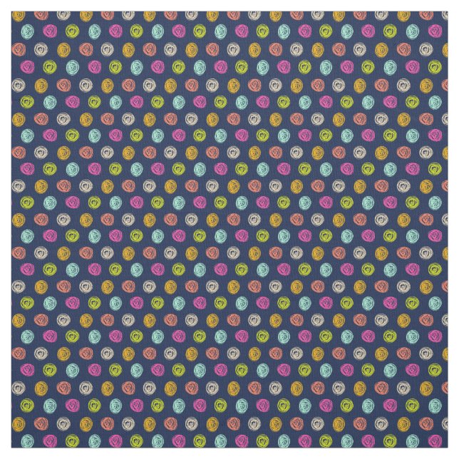 Tela Rainbow Confetti Polka Dot Party on Navy (Retal)