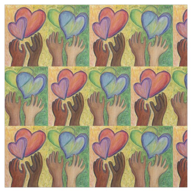 Tela Rainbow DEI Love Hearts Material Art Fabric (Retal)