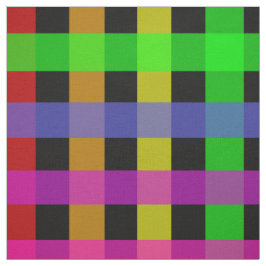 Tela Rainbow Gingham en negro