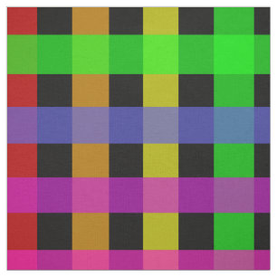 Tela Rainbow Gingham en negro