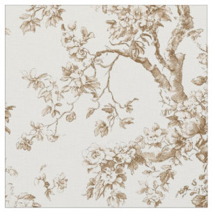 Tela Rama de Flor Beige con Estampado Toile