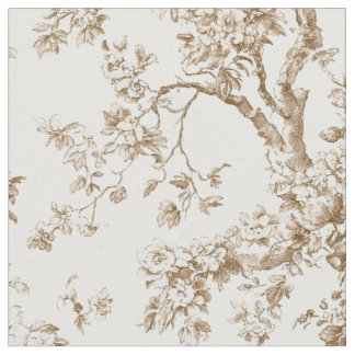 Tela Rama de Flor Beige con Estampado Toile