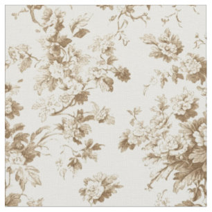 Tela Rama de rosa sepia en patrón toile