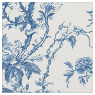 Tela Rama Floral Azul Suave Toile