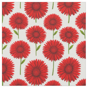 Tela Ramillete Vibrante de Gerbera Daisy Rojo