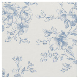 Tela Ramo Floral Toile Azul Crema Botánico Vintage