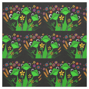 Tela Ranas de árbol divertidas y jardín de tapas