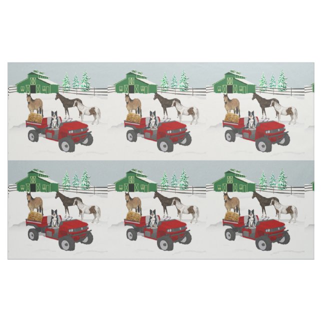 Tela Rancho de Caballo de Granja Occidental Rojo Perro  ("Cuarto gordo" (fat quarter))