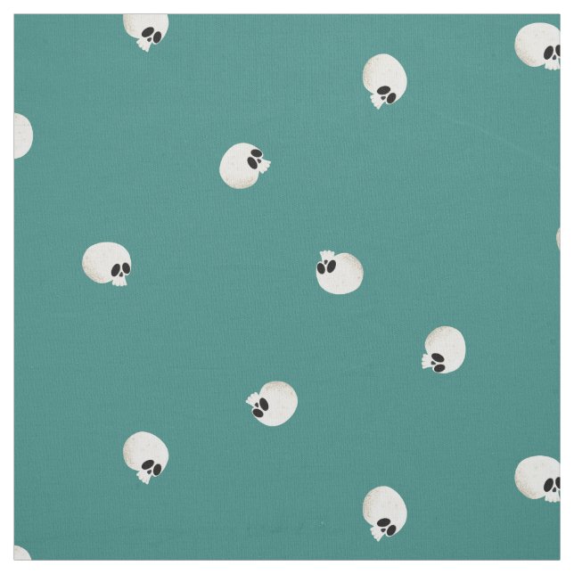 Tela Random Cute Kawaii Skull Dots Turquoise (Retal)