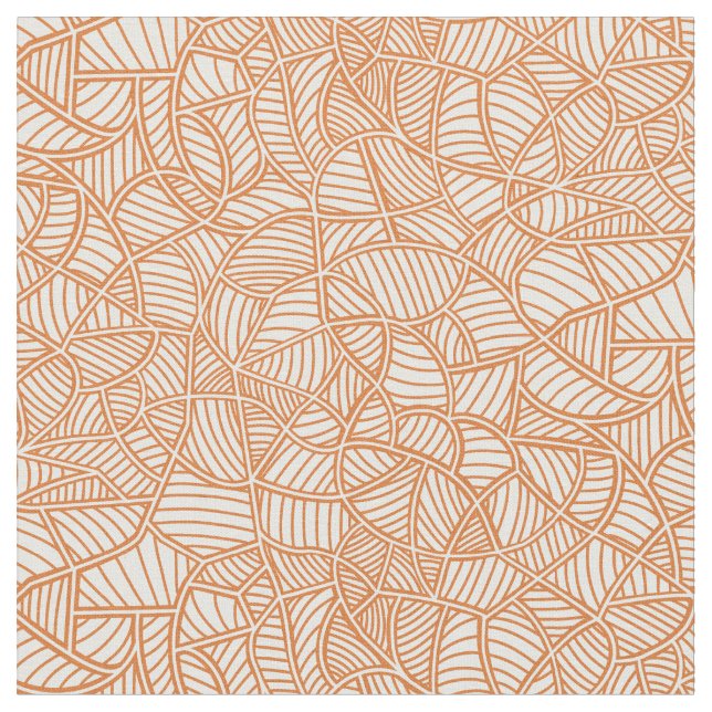 Tela Random Leaf Mosaic Dark Naranja (De cerca)