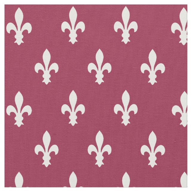 Tela Raspberry Victorian Fleur de Lys Fabric (De cerca)