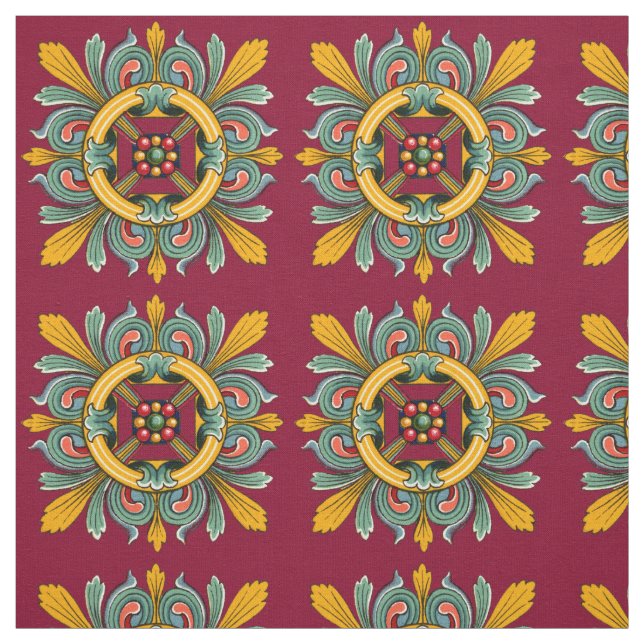 Tela Raspberry Victorian Tile Design (Retal)