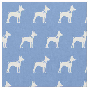 Tela Rat Terrier Dog Silhouette Mascota Luz Azul