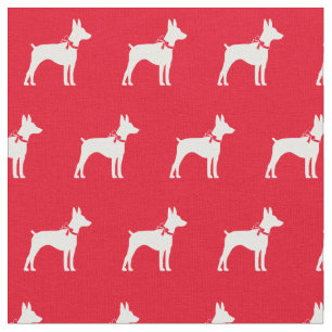 Tela Rat Terrier Dog Silhouette Mascota Red