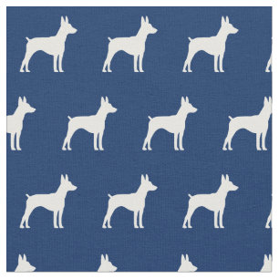 Tela Rat Terrier Perro Silhouette Mascota Marina Azul
