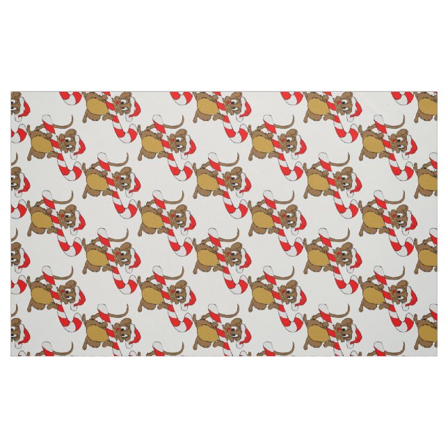 Tela Ratón con Navidades de caramelo ("Cuarto gordo" (fat quarter))