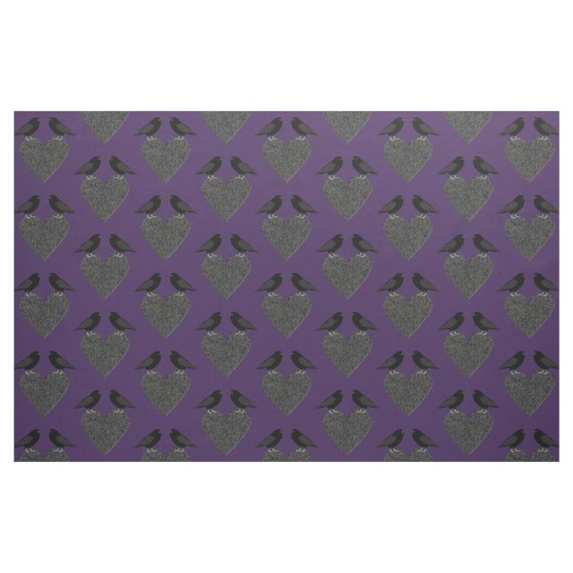 Tela Ravens góticas y corazón negro ("Cuarto gordo" (fat quarter))